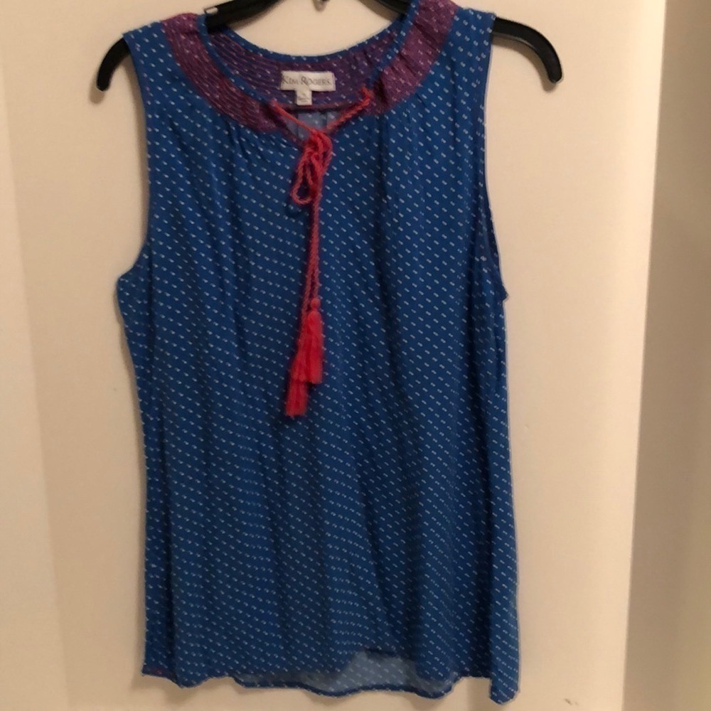 Kim Rogers  (nwot) blue with pink neck tie. Sm
